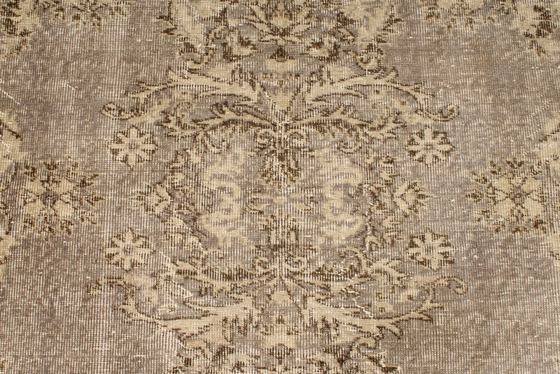 7x10 Ivory and Brown Turkish Overdyed Rug