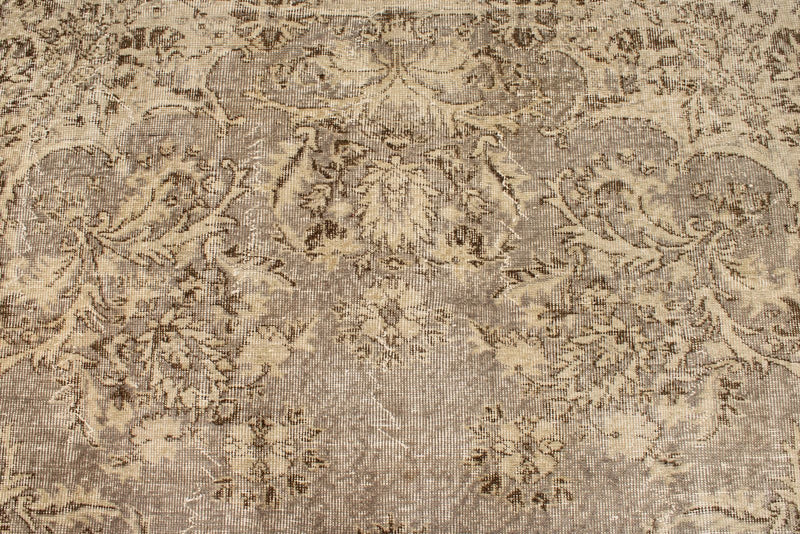 7x10 Ivory and Brown Turkish Overdyed Rug