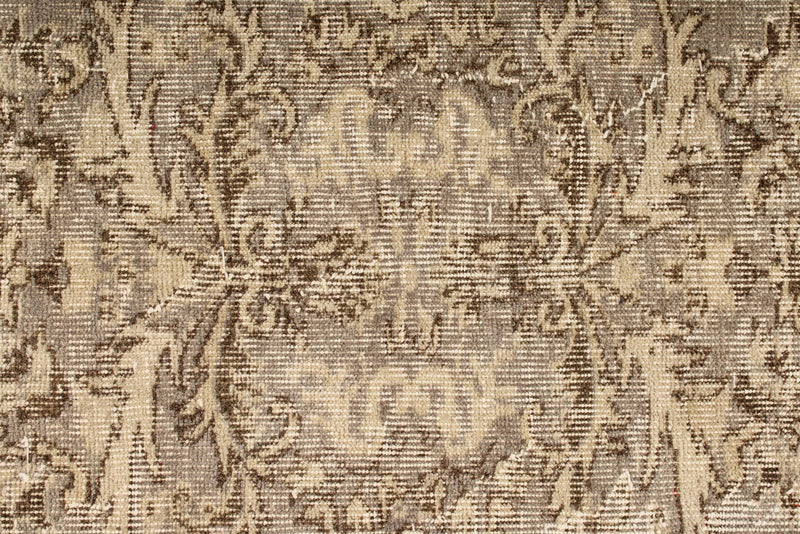 7x10 Ivory and Brown Turkish Overdyed Rug