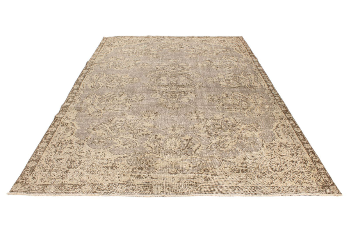 7x10 Ivory and Brown Turkish Overdyed Rug