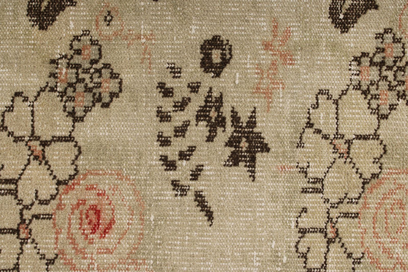 6x11 Ivory and Light Peach Turkish Overdyed Rug