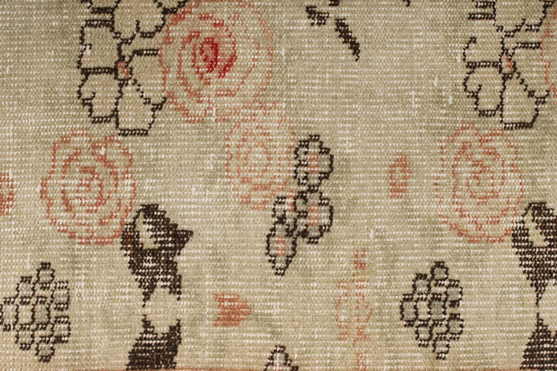 6x11 Ivory and Light Peach Turkish Overdyed Rug