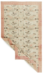 6x11 Ivory and Light Peach Turkish Overdyed Rug