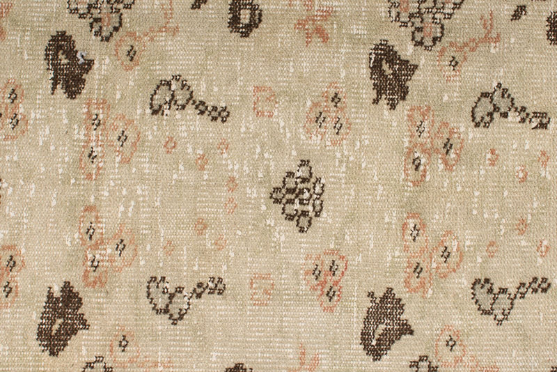 6x11 Ivory and Light Peach Turkish Overdyed Rug