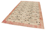 6x11 Ivory and Light Peach Turkish Overdyed Rug