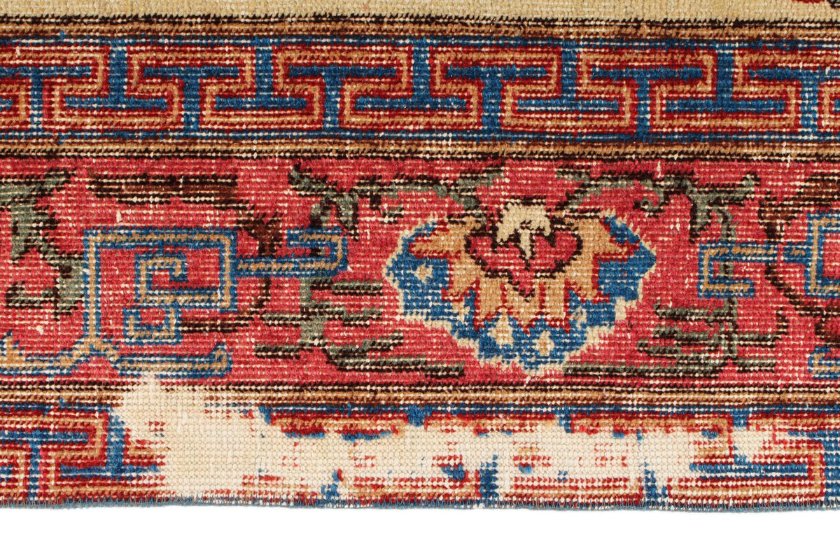 7x10 Ivory and Multicolor Turkish Overdyed Rug