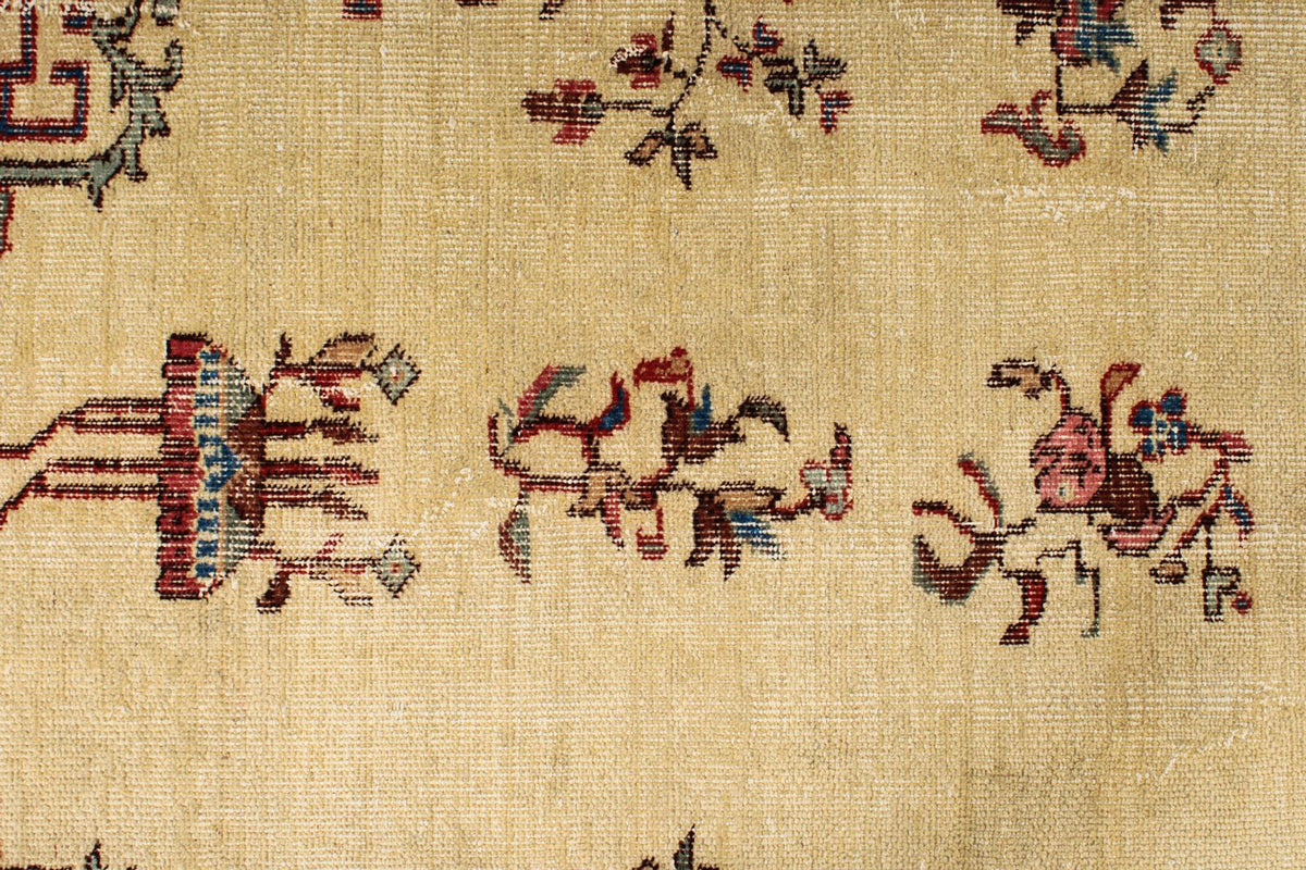 7x10 Ivory and Multicolor Turkish Overdyed Rug