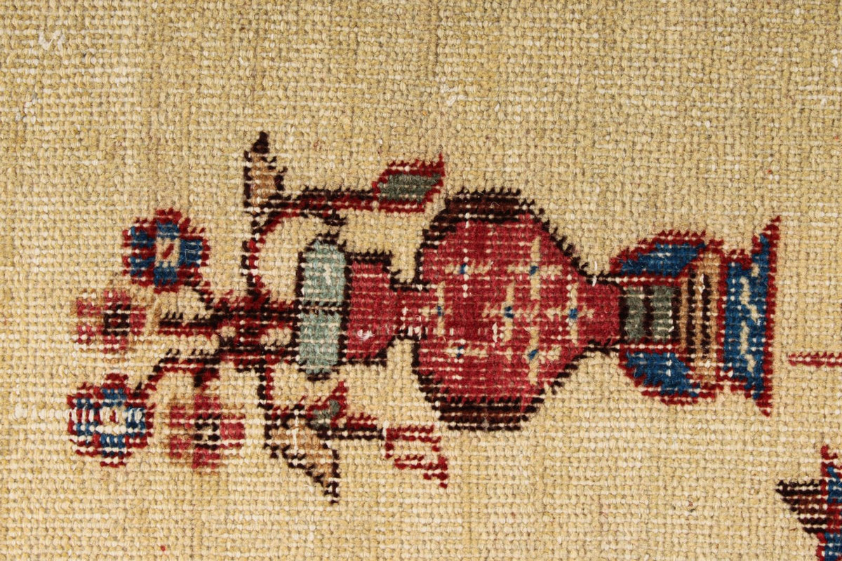 7x10 Ivory and Multicolor Turkish Overdyed Rug