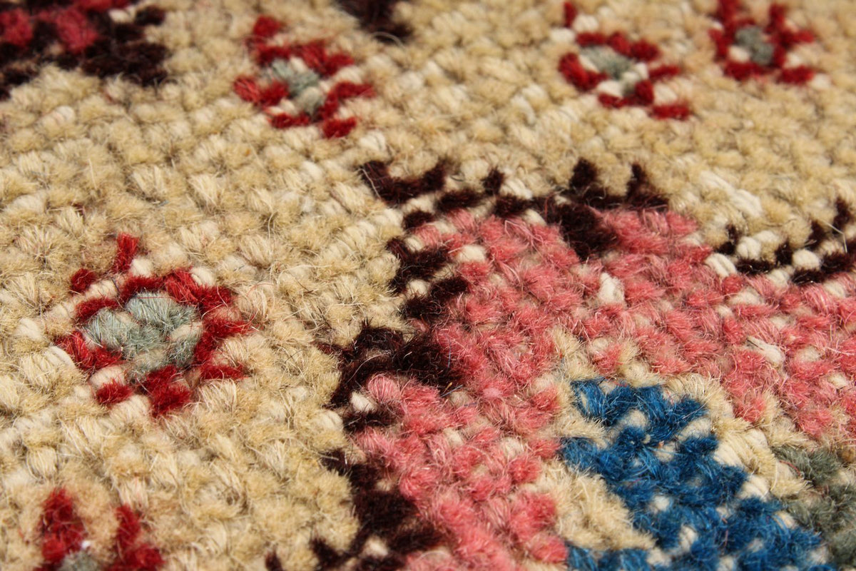 7x10 Ivory and Multicolor Turkish Overdyed Rug