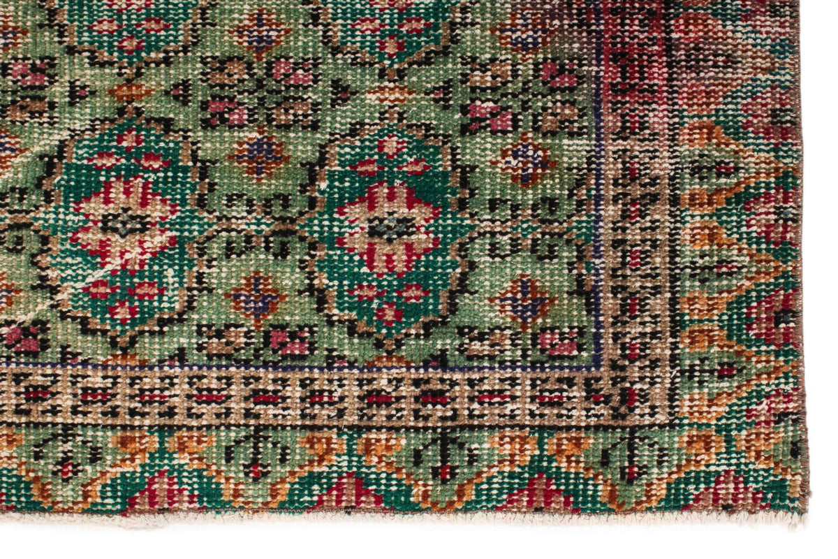 6x10 Dark Green and Multicolor Turkish Anatolian Rug