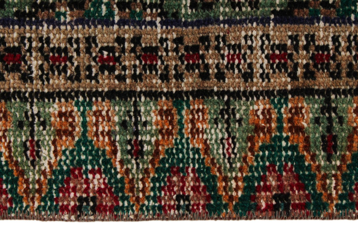 6x10 Dark Green and Multicolor Turkish Anatolian Rug