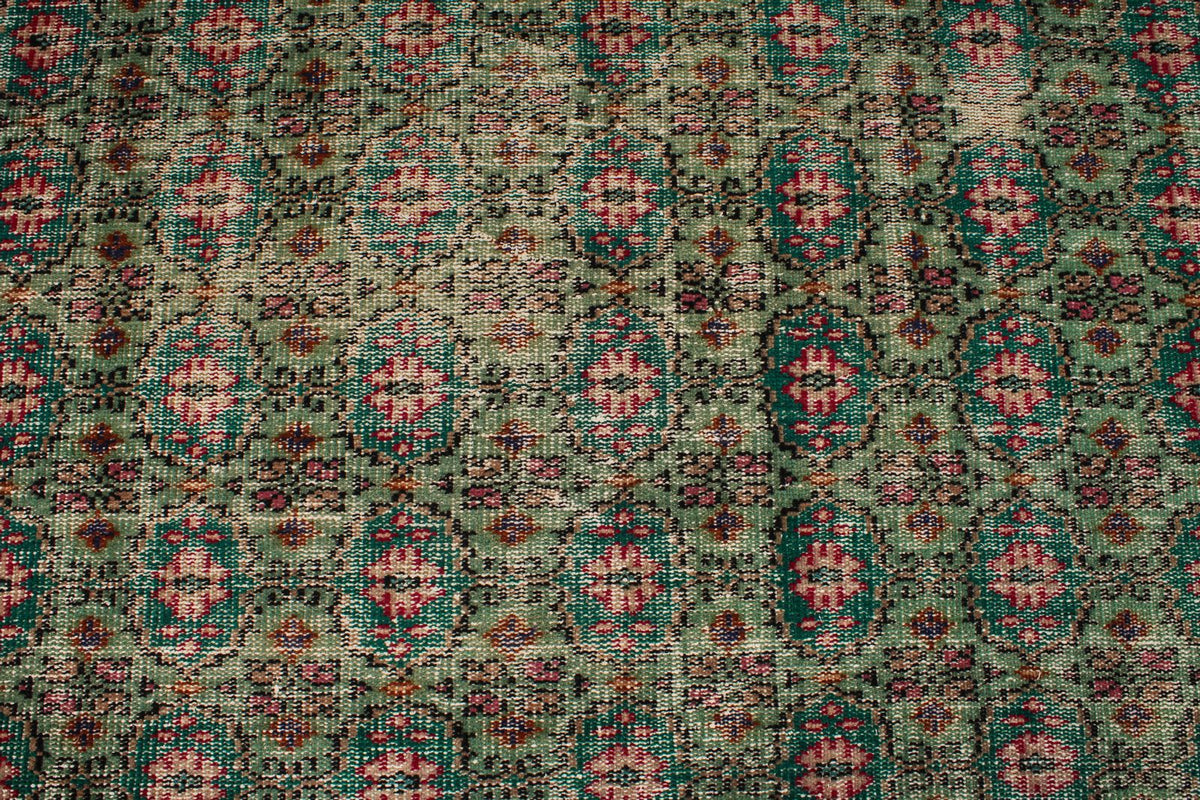 6x10 Dark Green and Multicolor Turkish Anatolian Rug