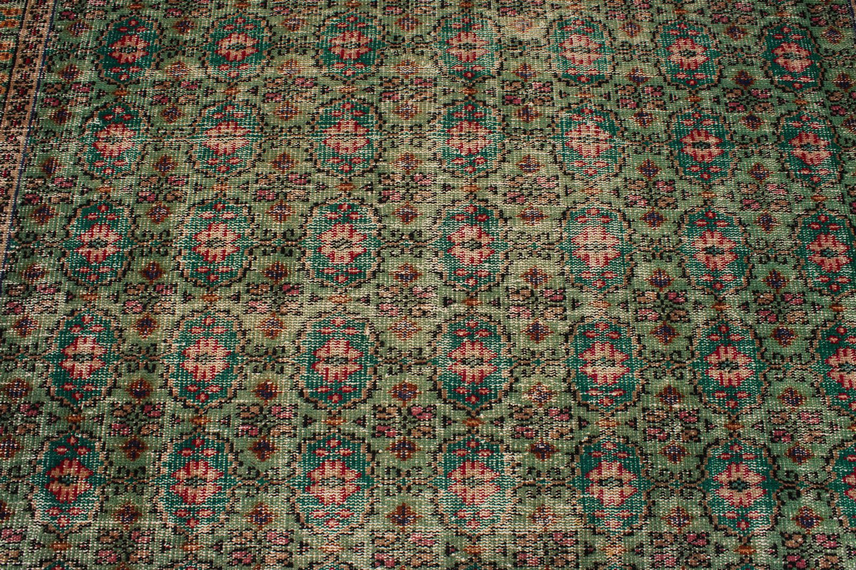 6x10 Dark Green and Multicolor Turkish Anatolian Rug