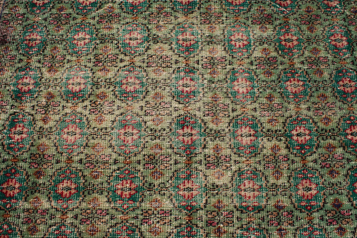 6x10 Dark Green and Multicolor Turkish Anatolian Rug