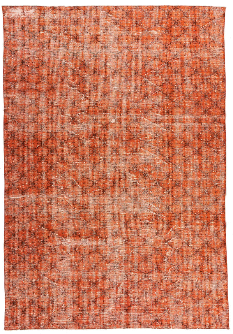 6x9 Orange and Brown Turkish Overdyed Rug