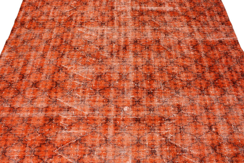 6x9 Orange and Brown Turkish Overdyed Rug