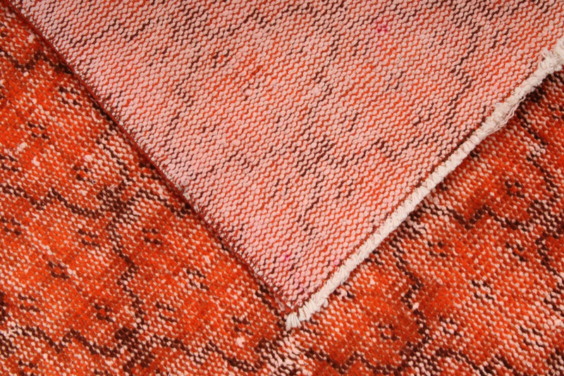 6x9 Orange and Brown Turkish Overdyed Rug