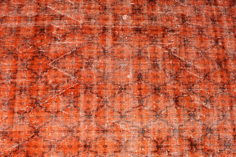 6x9 Orange and Brown Turkish Overdyed Rug