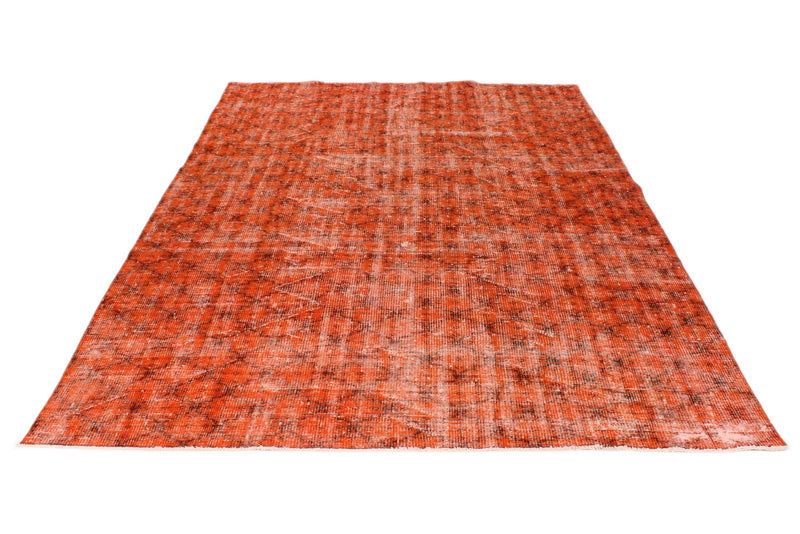 6x9 Orange and Brown Turkish Overdyed Rug