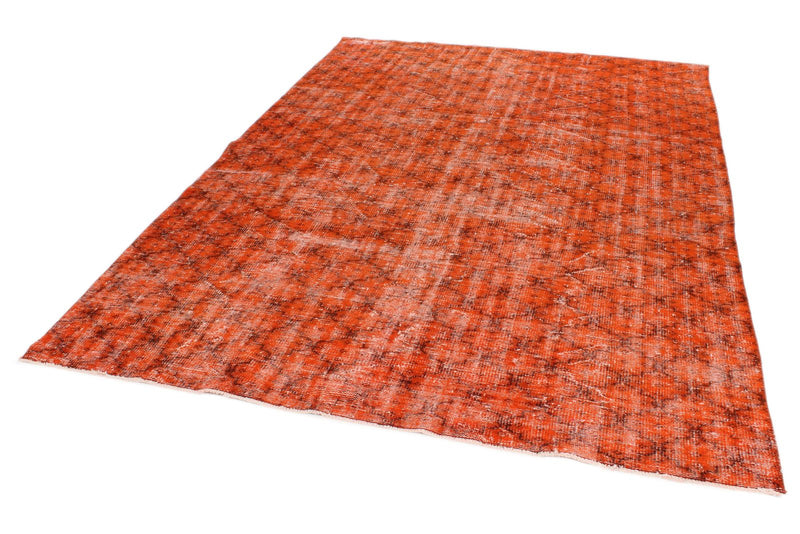 6x9 Orange and Brown Turkish Overdyed Rug