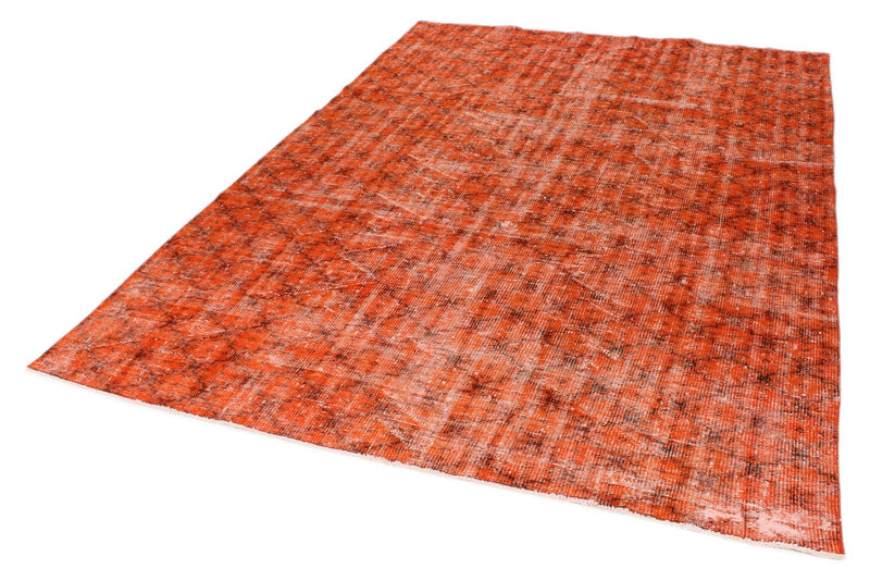 6x9 Orange and Brown Turkish Overdyed Rug