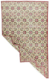 6x9 Ivory and Magenta Turkish Anatolian Rug