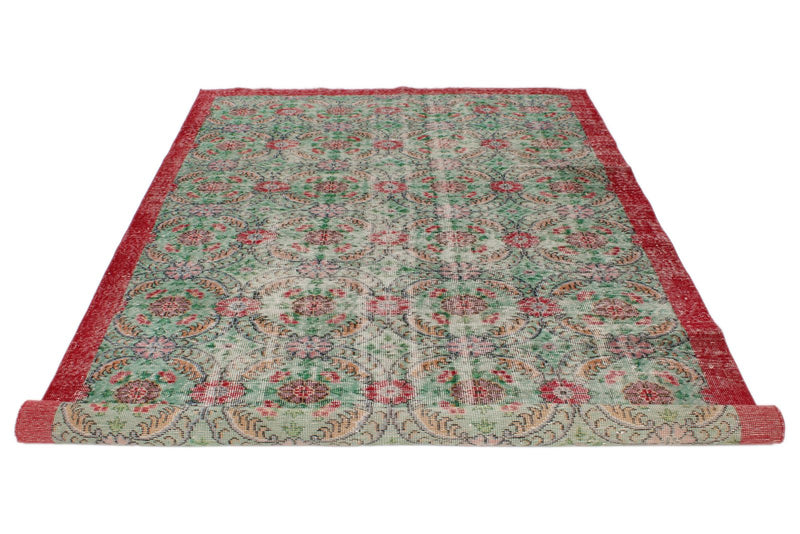 6x9 Multicolor and Red Turkish Anatolian Rug