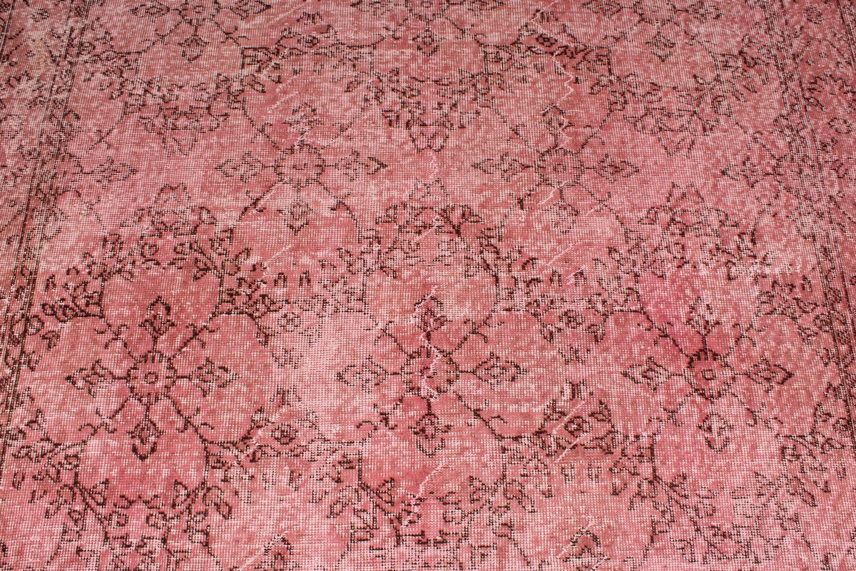6x10 Pink and Light Brown Turkish Overdyed Rug