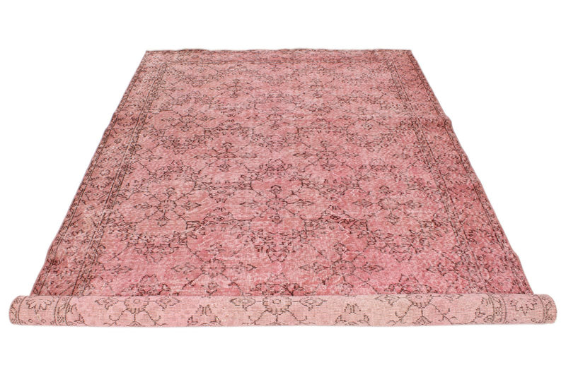 6x10 Pink and Light Brown Turkish Overdyed Rug