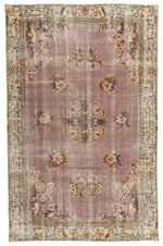 6x9 Purple and Ivory Turkish Overdyed Rug