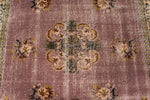 6x9 Purple and Ivory Turkish Overdyed Rug