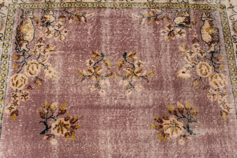 6x9 Purple and Ivory Turkish Overdyed Rug