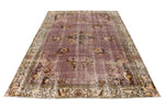 6x9 Purple and Ivory Turkish Overdyed Rug