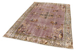 6x9 Purple and Ivory Turkish Overdyed Rug