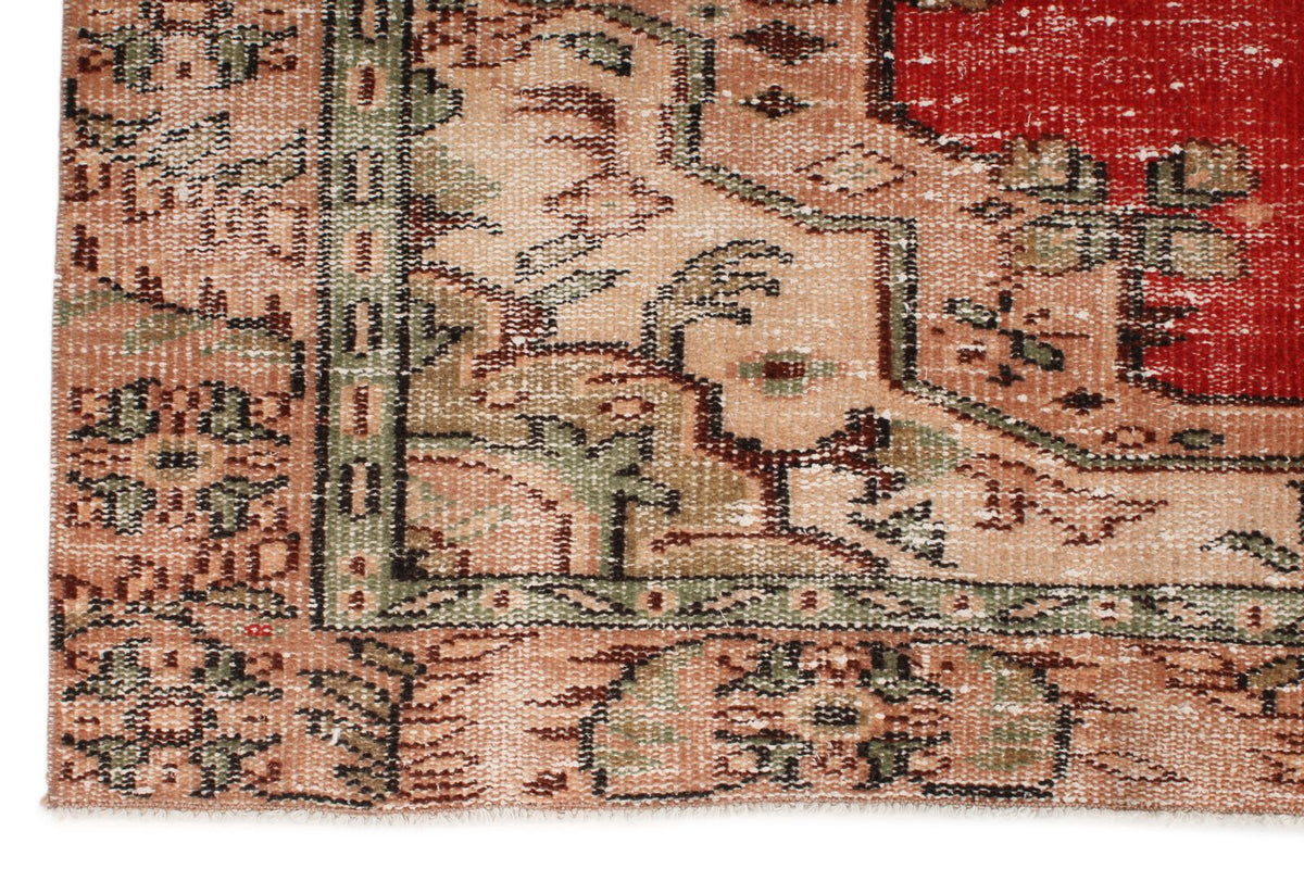 6x9 Red and Multicolor Turkish Overdyed Rug