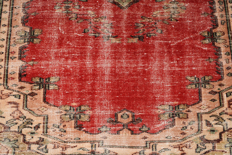 6x9 Red and Multicolor Turkish Overdyed Rug