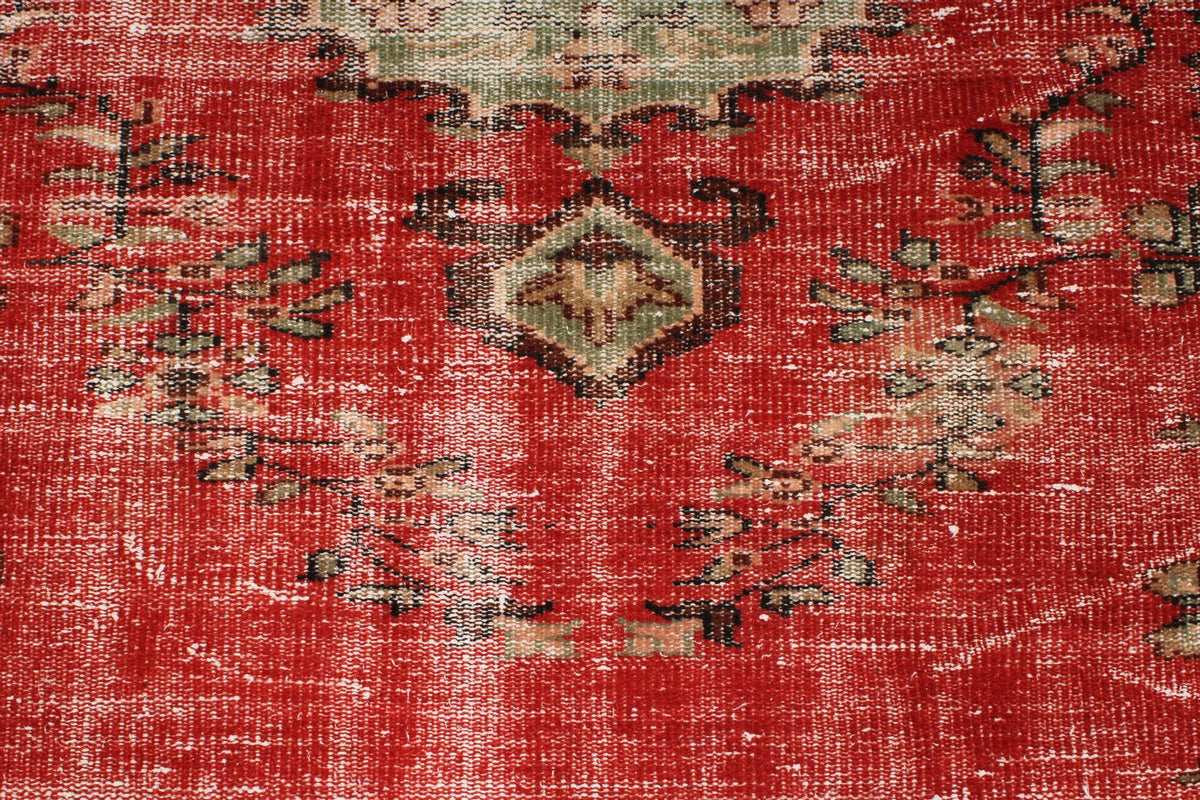 6x9 Red and Multicolor Turkish Overdyed Rug
