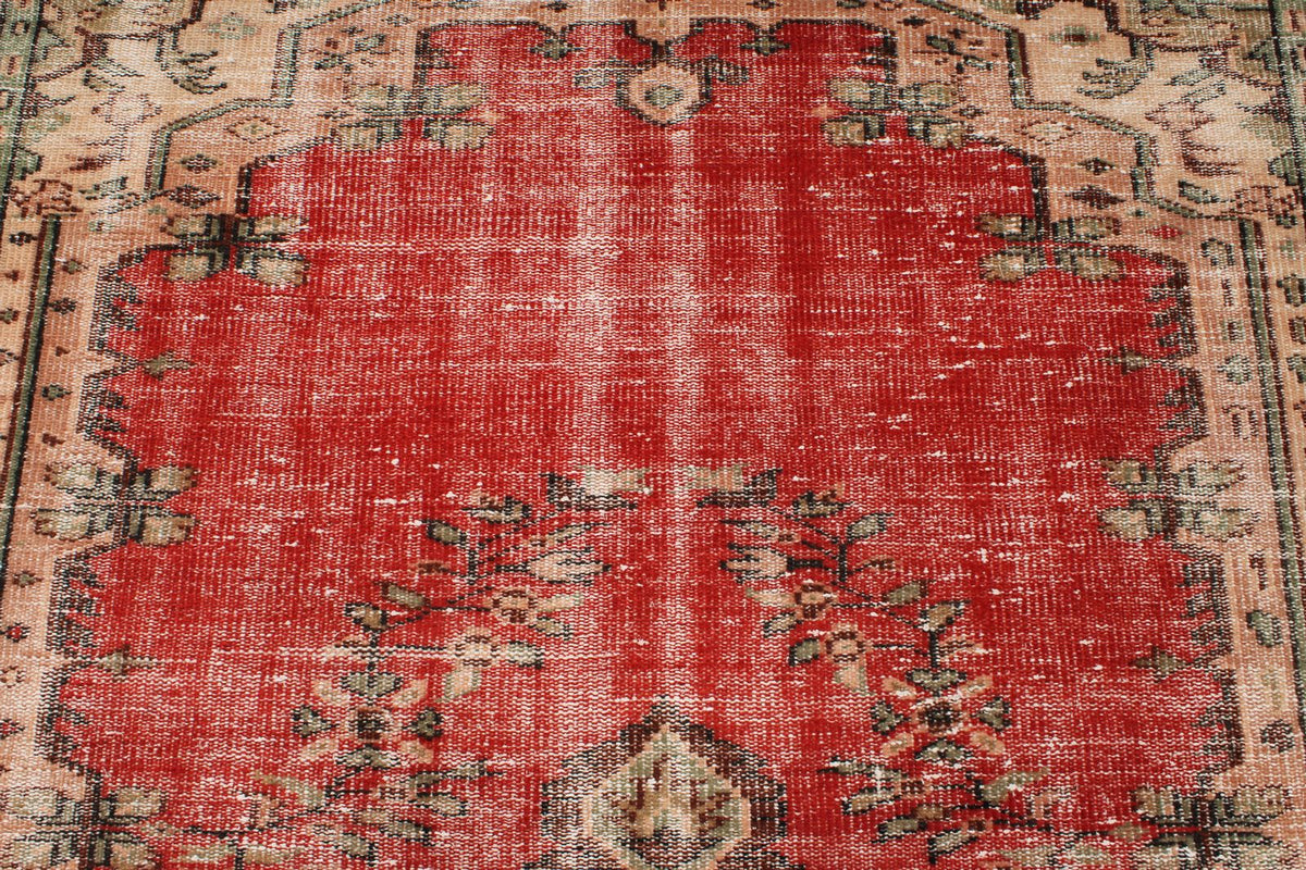 6x9 Red and Multicolor Turkish Overdyed Rug