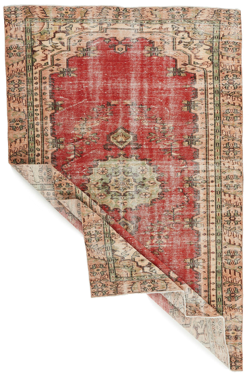 6x9 Red and Multicolor Turkish Overdyed Rug