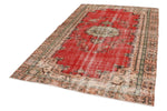 6x9 Red and Multicolor Turkish Overdyed Rug