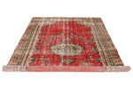 6x9 Red and Multicolor Turkish Overdyed Rug