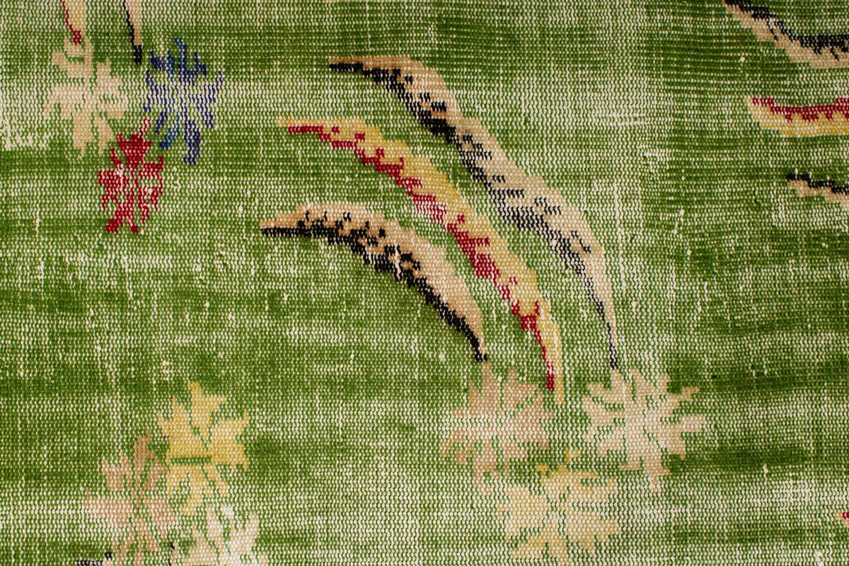 6x9 Green and Multicolor Turkish Overdyed Rug