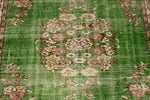 6x9 Green and Ivory Turkish Overdyed Rug