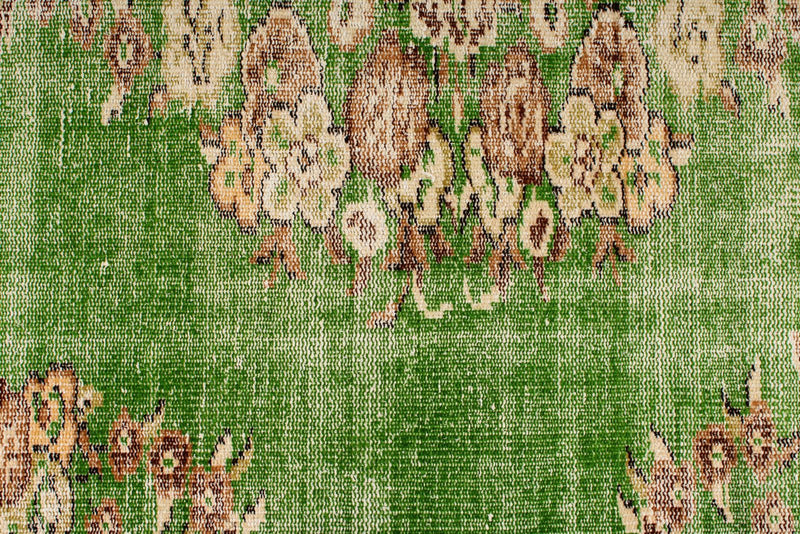 6x9 Green and Ivory Turkish Overdyed Rug