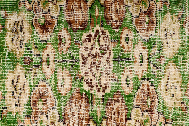 6x9 Green and Ivory Turkish Overdyed Rug