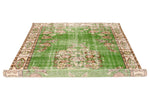 6x9 Green and Ivory Turkish Overdyed Rug