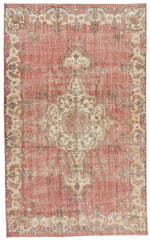 6x10 Rust and Ivory Turkish Overdyed Rug