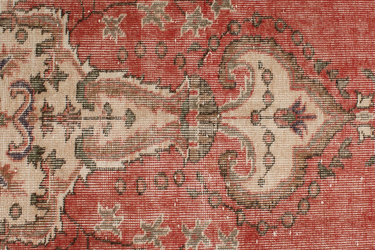 6x10 Rust and Ivory Turkish Overdyed Rug