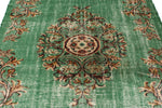 6x9 Green and Multicolor Turkish Overdyed Rug