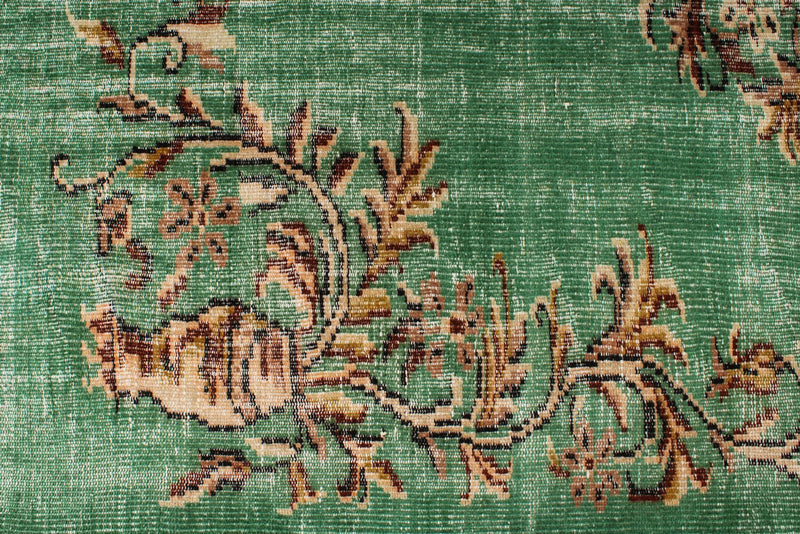 6x9 Green and Multicolor Turkish Overdyed Rug